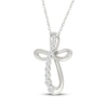 Thumbnail Image 2 of Diamond Loop Cross Necklace 1/5 ct tw 10K White Gold 18"