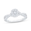 Thumbnail Image 1 of Now + Forever Lab-Grown Diamonds Emerald-Cut Halo Engagement Ring 1/2 ct tw 14K White Gold