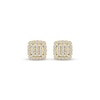Thumbnail Image 2 of Multi-Diamond Cushion Halo Stud Earrings 1/5 ct tw 10K Yellow Gold