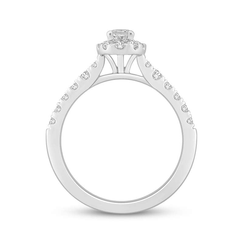 Main Image 3 of Now + Forever Lab-Grown Diamonds Oval-Cut Halo Engagement Ring 3/4 ct tw 14K White Gold