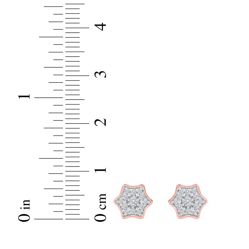 Main Image 5 of Multi-Diamond Curved Hexagon Stud Earrings 1/6 ct tw 10K Rose Gold