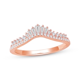 Now + Forever Baguette & Round-Cut Diamond Contour Wedding Band 1/3 ct tw 14K Rose Gold