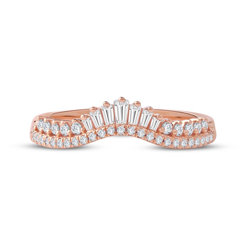 Main Image 3 of Now + Forever Baguette & Round-Cut Diamond Contour Wedding Band 1/3 ct tw 14K Rose Gold