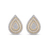 Thumbnail Image 2 of Multi-Diamond Teardrop Double Frame Stud Earrings 1/2 ct tw 10K Yellow Gold