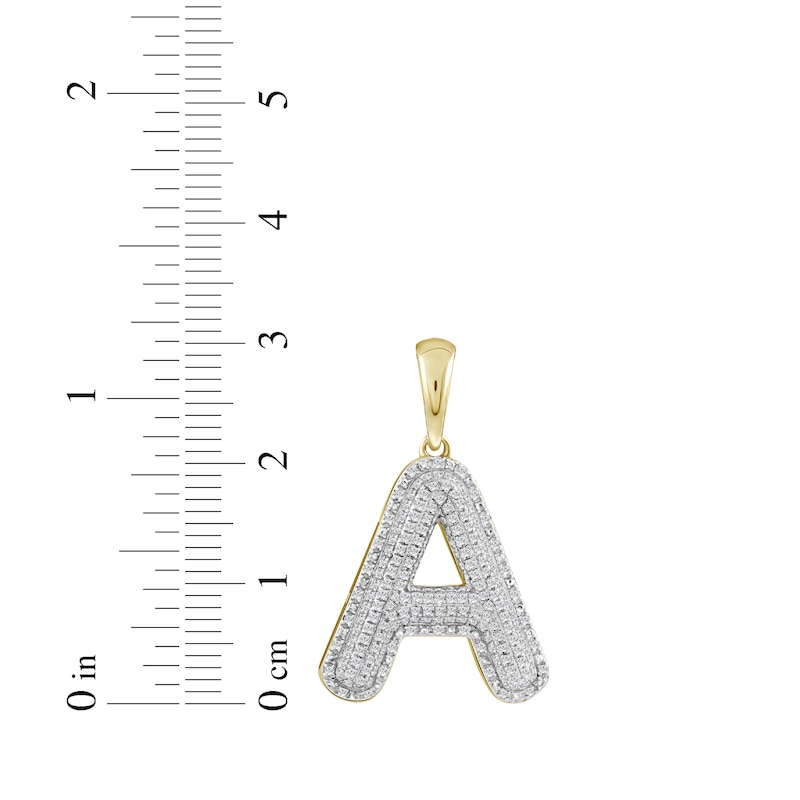Main Image 3 of Diamond Puff Letter A Initial Charm 1/3 ct tw 10K Yellow Gold