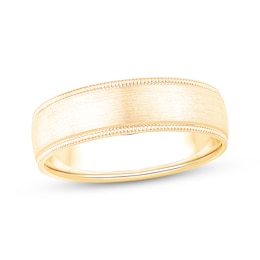 Now + Forever Men's Brushed Milgrain Wedding Band 10K Yellow Gold 6mm