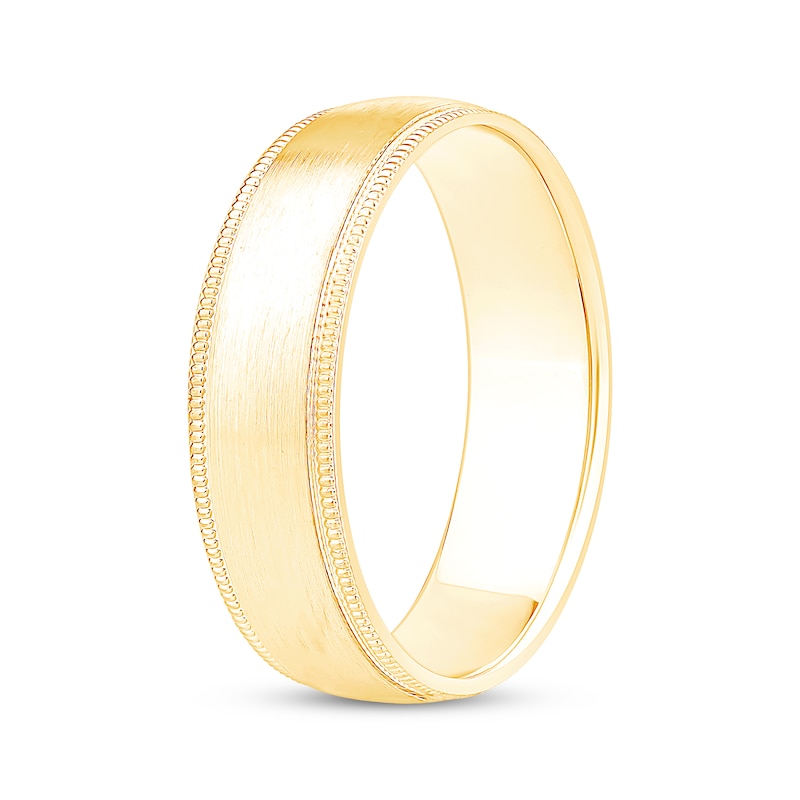 Main Image 2 of Now + Forever Men's Brushed Milgrain Wedding Band 10K Yellow Gold 6mm
