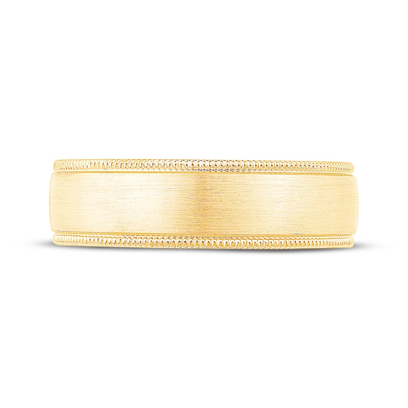 Main Image 3 of Now + Forever Men's Brushed Milgrain Wedding Band 10K Yellow Gold 6mm