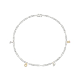 Sneaker Bling Diamond Accent "Love" Heel Chain Sterling Silver & 10K Yellow Gold