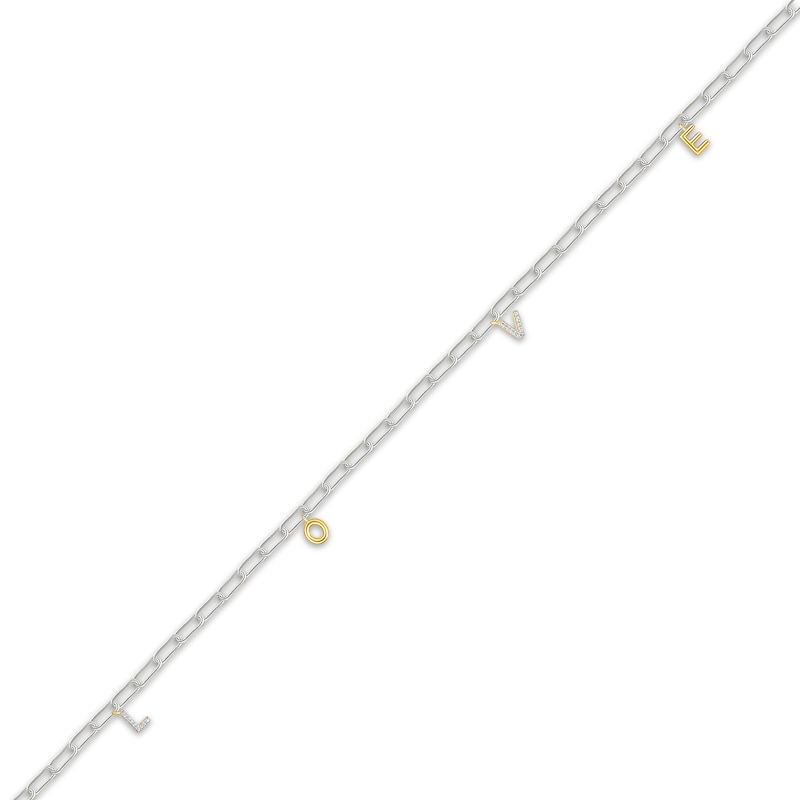 Main Image 2 of Sneaker Bling Diamond Accent &quot;Love&quot; Heel Chain Sterling Silver & 10K Yellow Gold