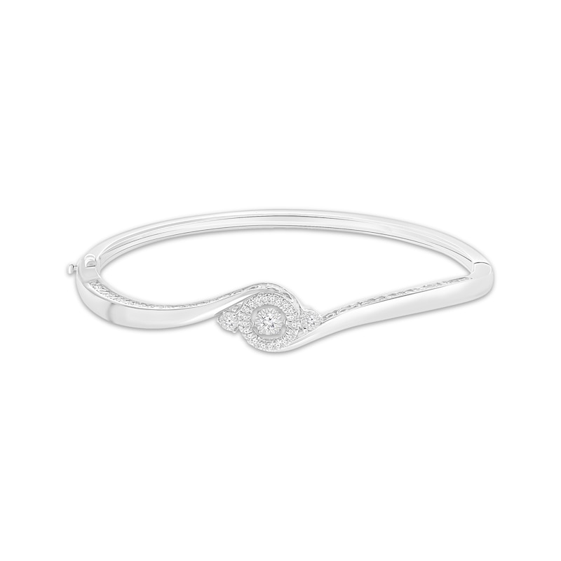 Main Image 1 of Unstoppable Love Diamond Bypass Bangle Bracelet 1/6 ct tw Sterling Silver