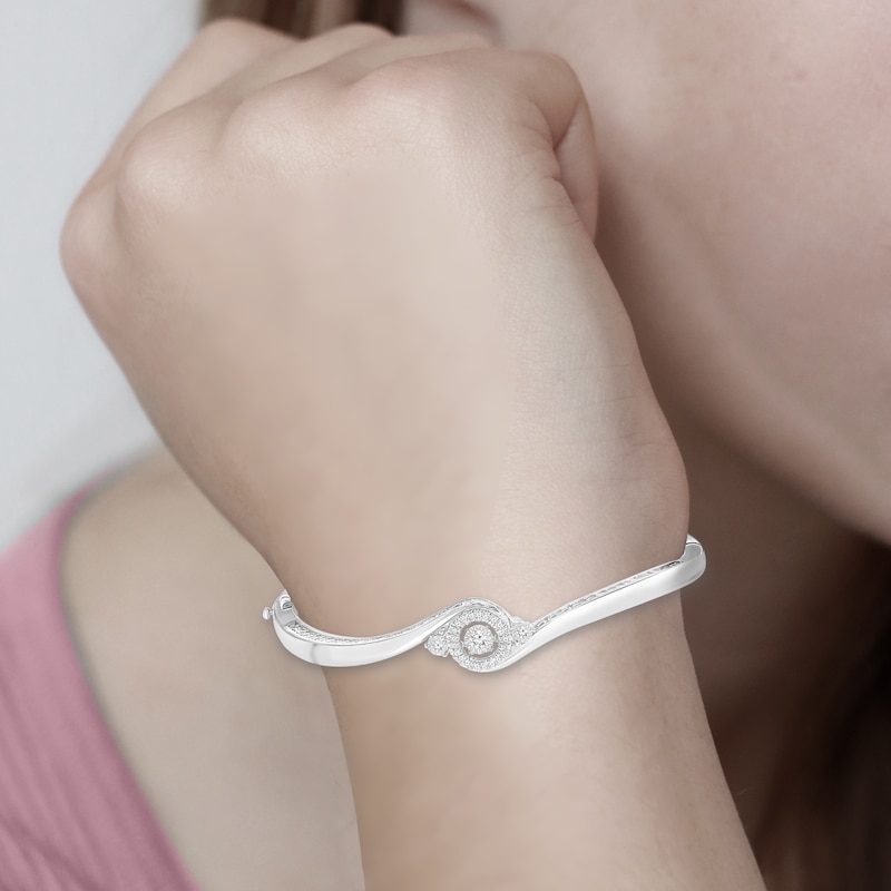 Main Image 2 of Unstoppable Love Diamond Bypass Bangle Bracelet 1/6 ct tw Sterling Silver