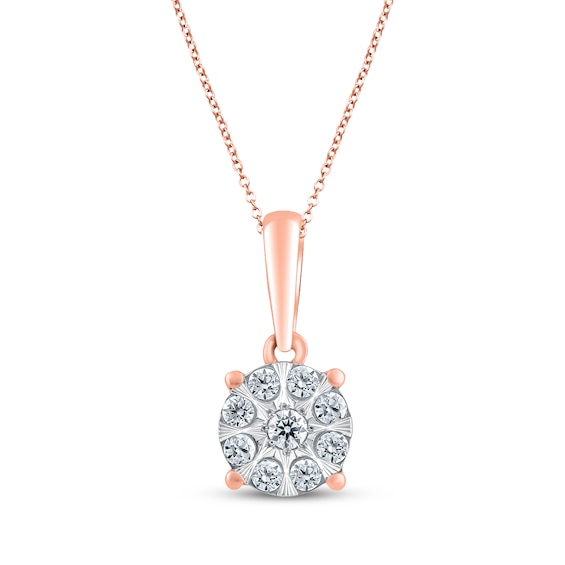 Multi-Diamond Circle Necklace 1/10 ct tw 10K Rose Gold 18"