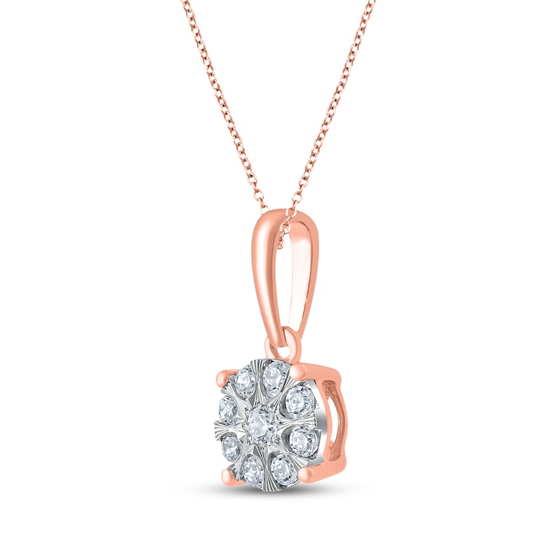Main Image 2 of Multi-Diamond Circle Necklace 1/10 ct tw 10K Rose Gold 18&quot;