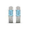 Thumbnail Image 2 of Emerald-Cut Swiss Blue Topaz & White Lab-Created Sapphire Huggie Hoop Earrings Sterling Silver