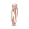 Thumbnail Image 2 of Multi-Diamond Cushion Halo Promise Ring 1/6 ct tw 10K Rose Gold