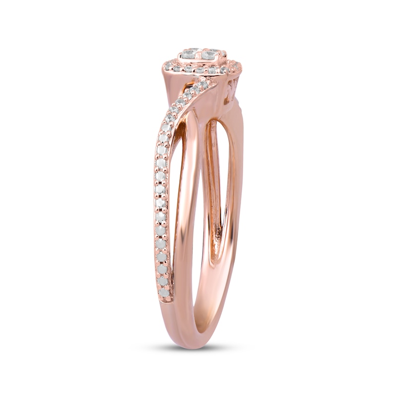 Main Image 2 of Multi-Diamond Cushion Halo Promise Ring 1/6 ct tw 10K Rose Gold