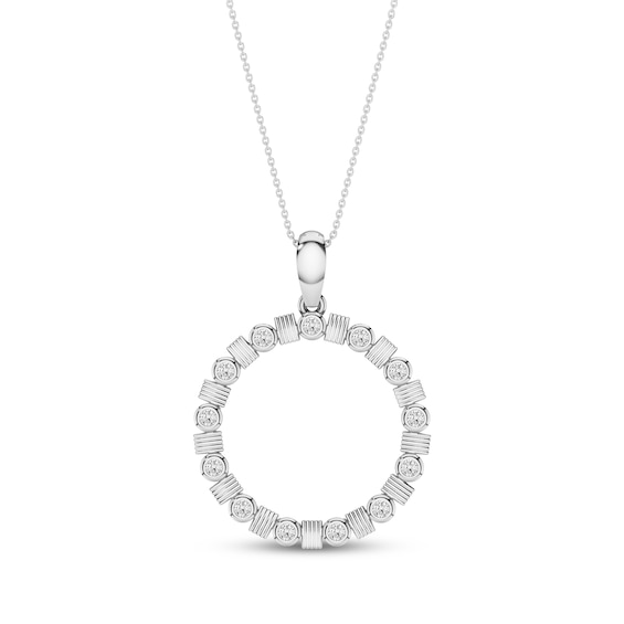 Diamond Circle Necklace 1/4 ct tw 10K White Gold 18"