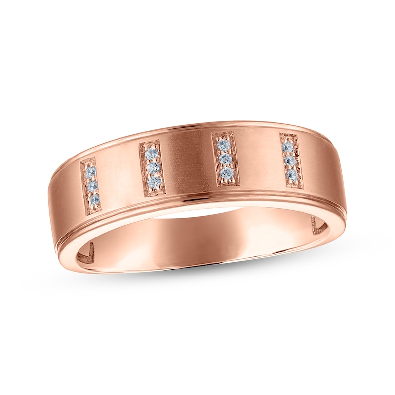 Main Image 1 of Now + Forever Men's Diamond Trios Wedding Band 1/20 ct tw 10K Rose Gold