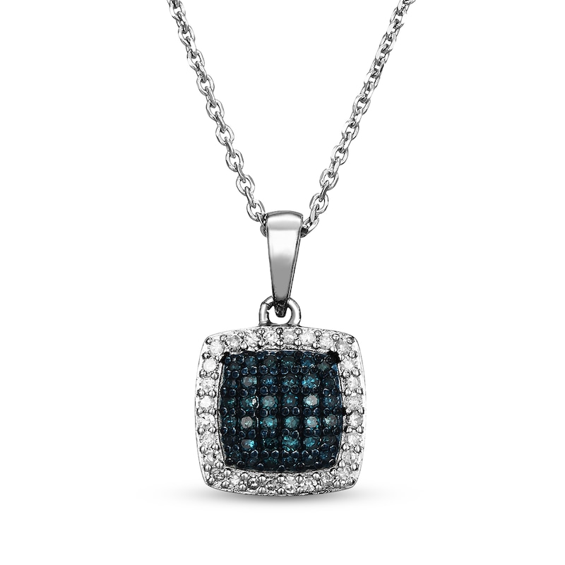 Main Image 1 of Blue & White Multi-Diamond Necklace 1/3 ct tw Sterling Silver 18&quot;