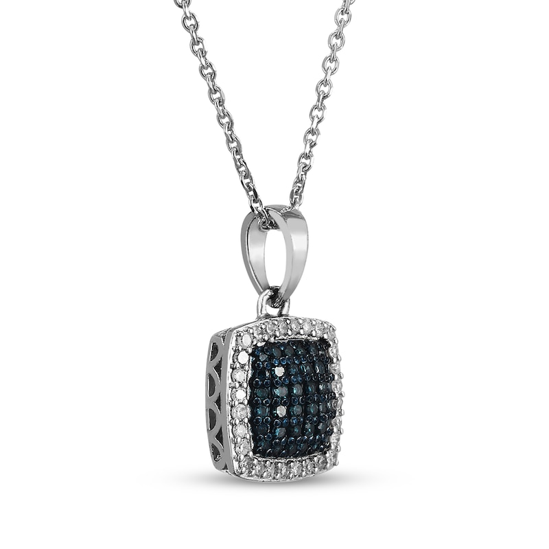 Main Image 2 of Blue & White Multi-Diamond Necklace 1/3 ct tw Sterling Silver 18&quot;