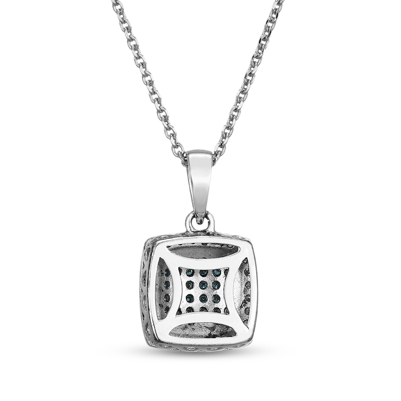 Main Image 3 of Blue & White Multi-Diamond Necklace 1/3 ct tw Sterling Silver 18&quot;