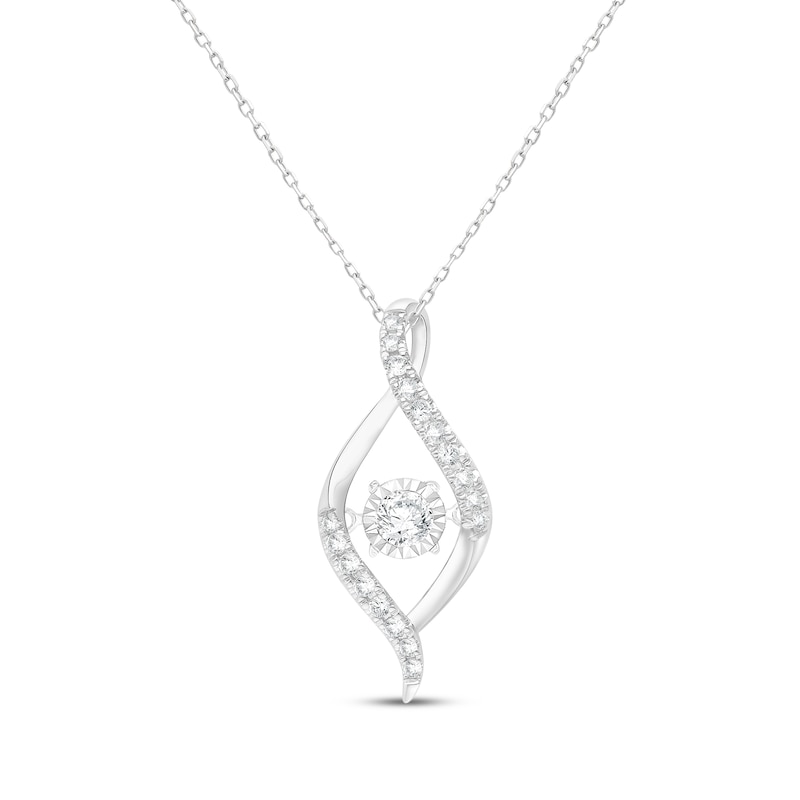 Main Image 1 of Unstoppable Love Lab-Grown Diamond Swirl Frame Necklace 1/2 ct tw 10K White Gold 18"