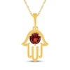 Thumbnail Image 1 of Lab-Created Ruby Hamsa Necklace 10K Yellow Gold 18"