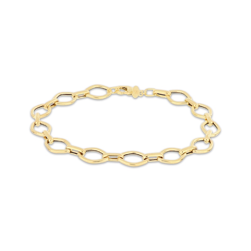 Main Image 1 of Marquise-Shaped Link Bracelet Hollow 10K Yellow Gold 7.5"
