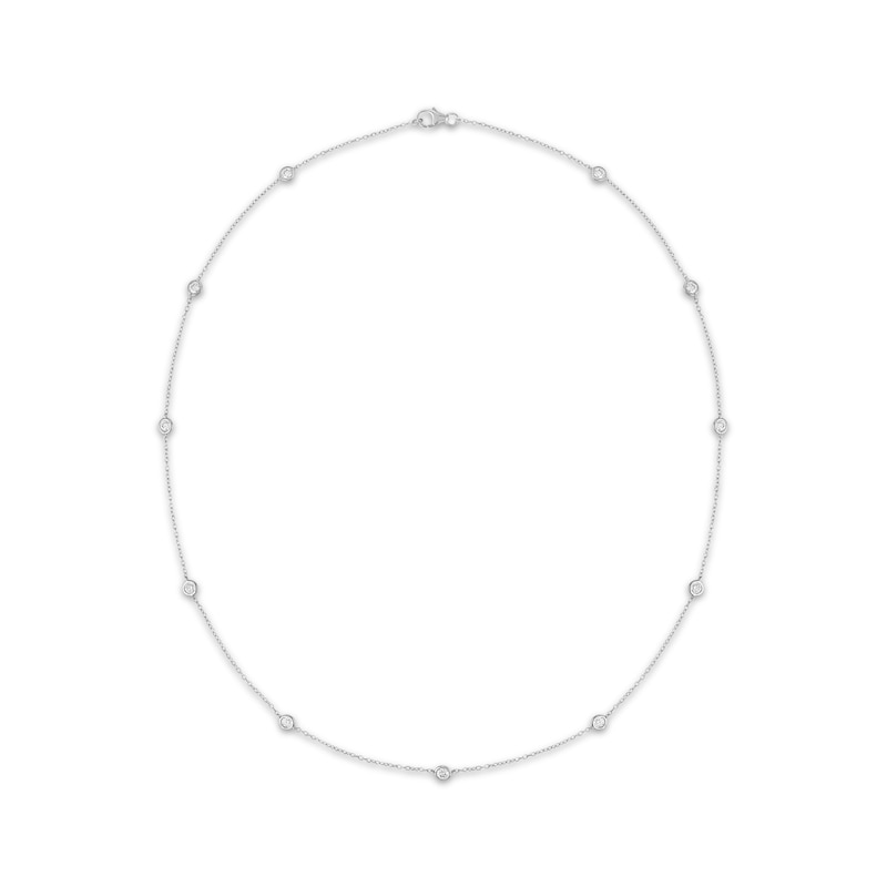 Main Image 1 of KAY Lab-Grown Diamonds Bezel-Set Station Necklace 1 ct tw 10K White Gold 18"