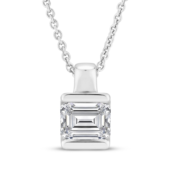 KAY Lab-Grown Diamonds Emerald-Cut Solitaire Necklace 3/4 ct tw 10K White Gold (F/SI2) 18"