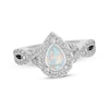 Thumbnail Image 1 of Pear-Shaped Lab-Created Opal & White Lab-Created Sapphire Halo Ring Sterling Silver