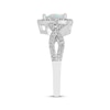 Thumbnail Image 2 of Pear-Shaped Lab-Created Opal & White Lab-Created Sapphire Halo Ring Sterling Silver