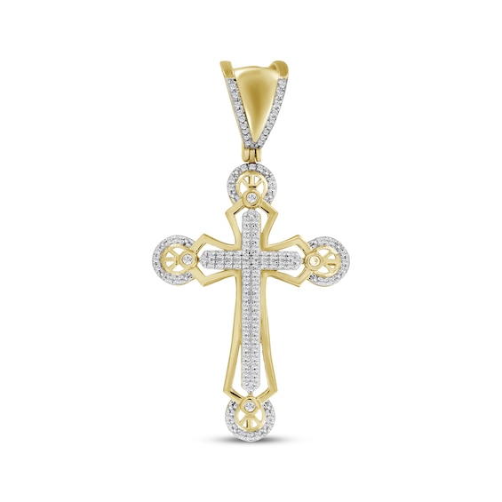 Men's Diamond Cross Charm 1/3 ct tw 10K Yellow Gold