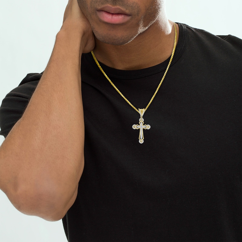 Main Image 2 of Men's Diamond Cross Charm 1/3 ct tw 10K Yellow Gold