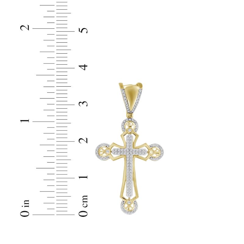 Main Image 3 of Men's Diamond Cross Charm 1/3 ct tw 10K Yellow Gold