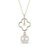 Thumbnail Image 1 of Cultured Pearl & Diamond Accent Clover Necklace 14K Yellow Gold 18"