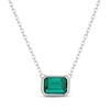 Thumbnail Image 1 of STUDIO BY KAY Emerald-Cut Lab-Created Emerald Bezel-Set Solitaire Necklace Sterling Silver 18"
