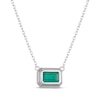 Thumbnail Image 3 of STUDIO BY KAY Emerald-Cut Lab-Created Emerald Bezel-Set Solitaire Necklace Sterling Silver 18"