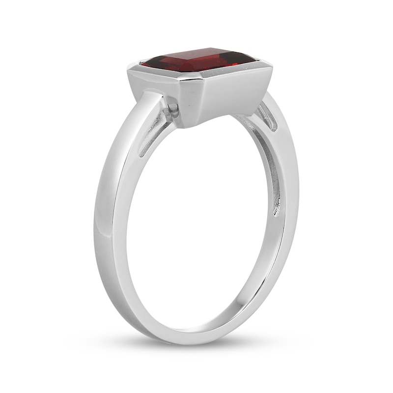 Main Image 2 of STUDIO BY KAY Emerald-Cut Garnet Bezel-Set Solitaire Ring Sterling Silver
