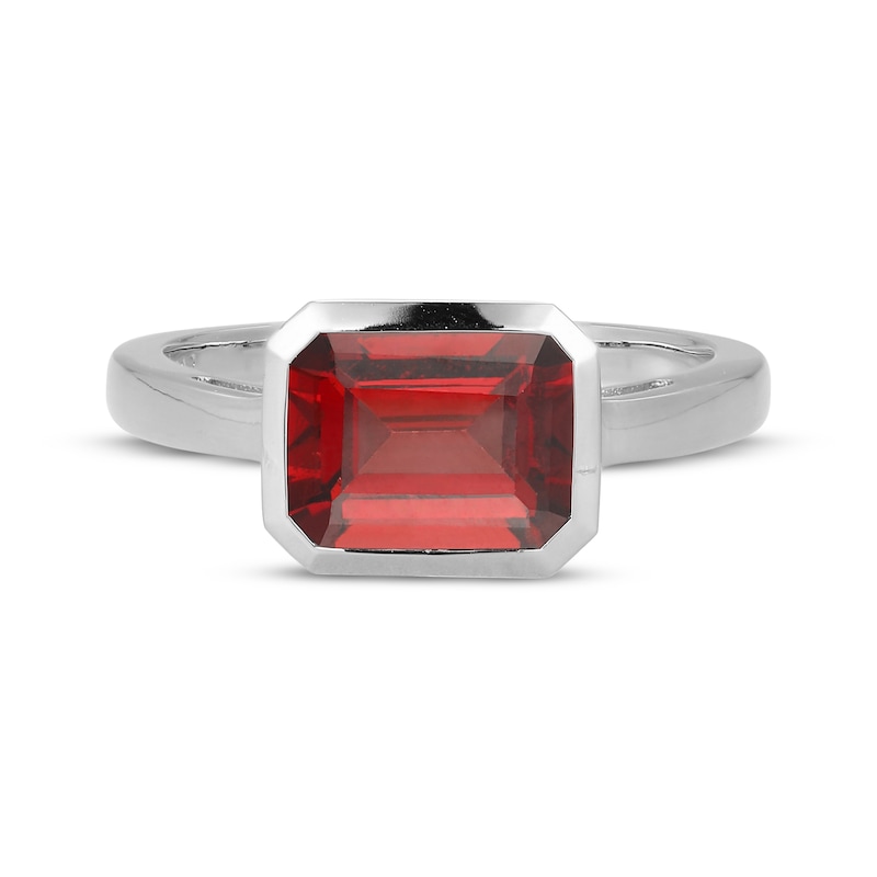 Main Image 3 of STUDIO BY KAY Emerald-Cut Garnet Bezel-Set Solitaire Ring Sterling Silver