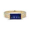Thumbnail Image 3 of STUDIO BY KAY Baguette-Cut Blue Lab-Created Sapphire & White Lab-Created Sapphire Ring 24K Yellow Gold Vermeil Sterling Silver