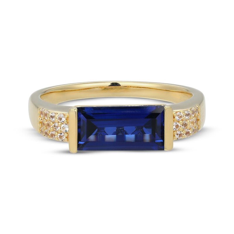 Main Image 3 of STUDIO BY KAY Baguette-Cut Blue Lab-Created Sapphire & White Lab-Created Sapphire Ring 24K Yellow Gold Vermeil Sterling Silver