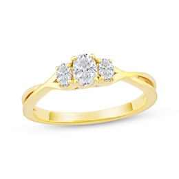 Memories Moments Magic Oval-Cut Diamond Three-Stone Engagement Ring 1/2 ct tw 10K Yellow Gold