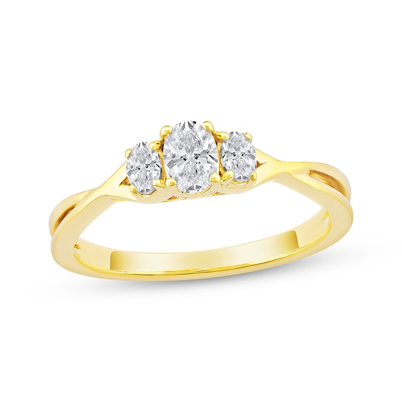 Memories Moments Magic Oval-Cut Diamond Three-Stone Engagement Ring 1/2 ct tw 10K Yellow Gold