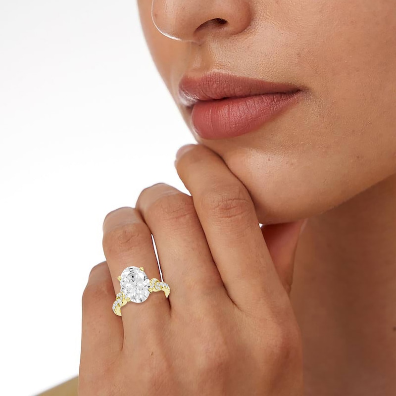 Main Image 5 of Now + Forever Lab-Grown Diamonds Oval-Cut Infinity Twist Engagement Ring 4-1/2 ct tw 14K Yellow Gold