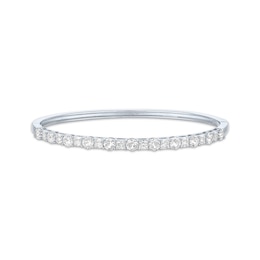 Round & Emerald-Cut White Lab-Created Sapphire Bangle Bracelet Sterling Silver