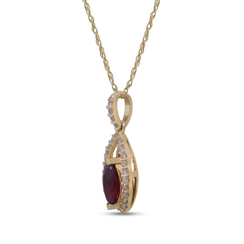 Main Image 2 of Marquise-Cut Natural Ruby & Diamond Necklace 1/8 ct tw 10K Yellow Gold 18"