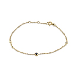 STUDIO BY KAY Blue & White Lab-Created Sapphire Bezel-Set Bracelet 24K Yellow Gold Vermeil Sterling Silver 7.5"