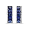 Thumbnail Image 2 of Square-Cut Blue Lab-Created Sapphire & White Lab-Created Sapphire Hoop Earrings Sterling Silver